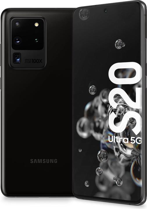 Produktbild Samsung Galaxy S20 Ultra 5G EU (128 GB, Cosmic Black, 6.90", Hybrid Dual SIM + eSIM, 108 Mpx, 5G)