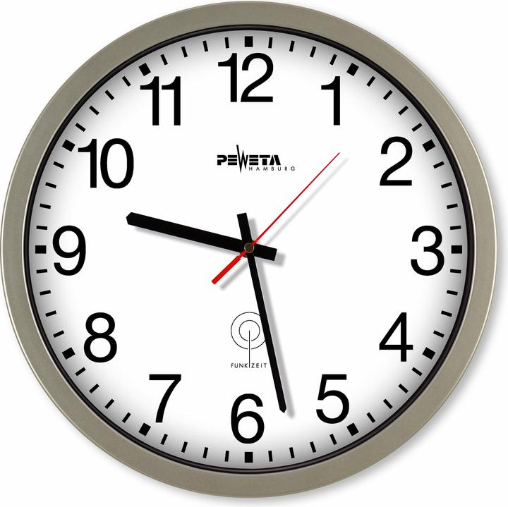 Produktbild Peweta Uhren 55.131.313 Funkuhr 1.5Vf.innen O350mm silbernes (35 cm)