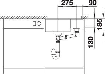 Actual product image Blanco Subline 350/150-U (Undermount sink, 45.60 cm, 52.50 cm)