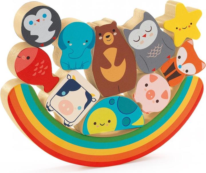 Actual product image Djeco Wooden puzzle - Balancing game - Rainbow (11 pieces)