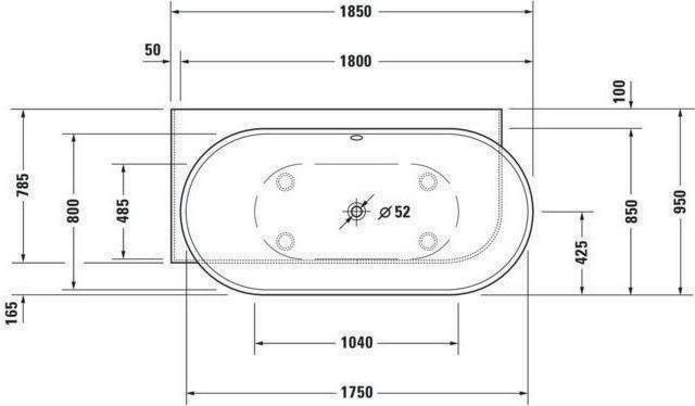 Immagine prodotto Duravit Vasca da bagno LUV 1850x950mm angolo sinistro 2 spioventi posteriori bianco (252 l, 185 cm, 95 cm)