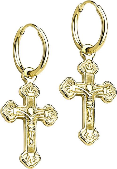 Image du produit Star Piercing Boucles d'oreilles plaquées or Pendentif Croix (sans laiton, Acier chirurgical 316L)