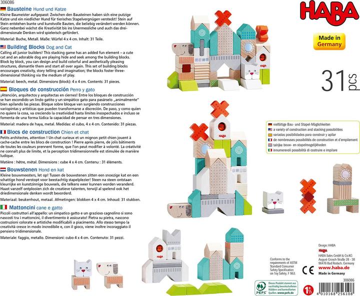 Produktbild Haba Bausteine Hund und Katze