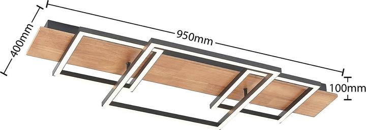 Produktbild Lucande Chariska LED-Deckenlampe Holz schwarz 95cm (740 lm)