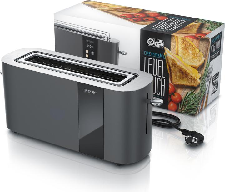 Image du produit Arendo Toaster Edelstahl 2 Scheiben Langschlitz, Restzeit & Bräunungsgradanzeige, Touch Display, 1000 W (Prise UE)