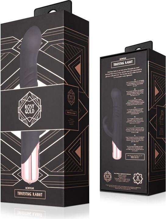 Actual product image Rosy Gold Rabbit Vibrator with thrusting function - Black