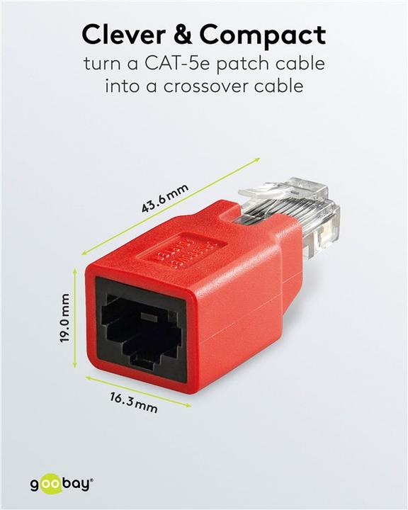 Image du produit Goobay Adaptateur modulaire croisé RJ45 CAT 5e (Accessoires pour câbles, Accessoires réseau)