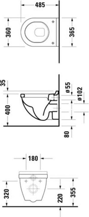Productafbeelding Duravit Low-profile WC Starck 3 compact 48,5 cm wit wandcloset 2202090000
