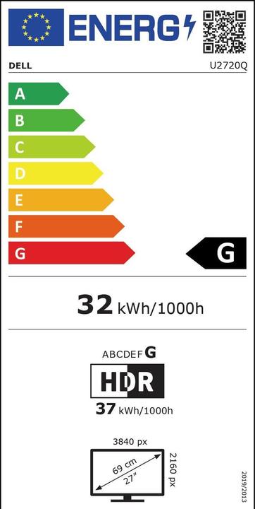 Energy Label Dell UltraSharp U2720Q (3840 x 2160 Pixels, 27")