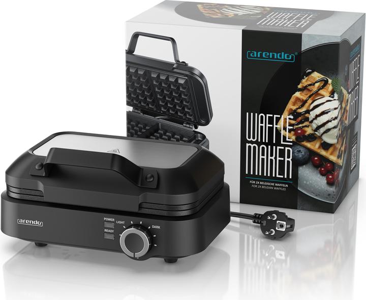 Actual product image Arendo Waffle iron, waffle maker, 2 waffles à 12.6 cm, 1200 W, non-stick coating, Belgian waffles