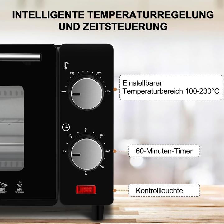 Produktbild Woltu Mini Backofen 12 Liter, Weiss+schwarz