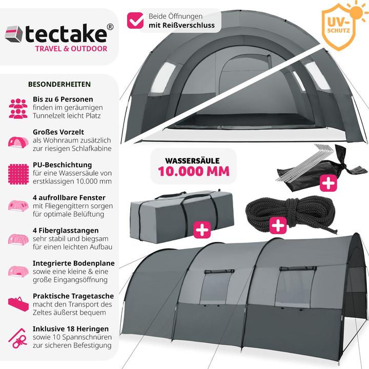Actual product image tectake Roskilde (Tunnel tent, 7.50 kg, 6 persons)