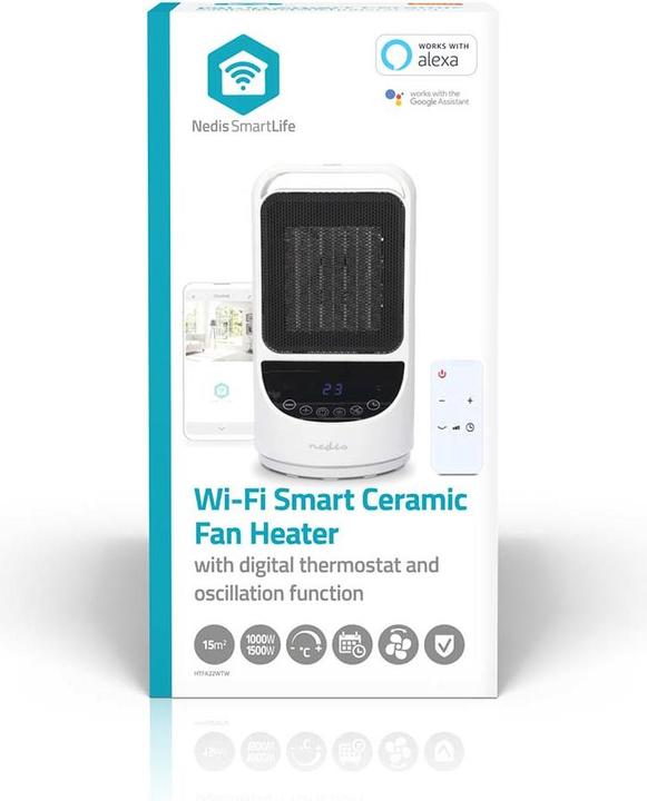 Actual product image Nedis SmartLife ceramic PTC fan heater | Wi-Fi | 1500 W | 2 heat settings | oscillation | display (1500 W)