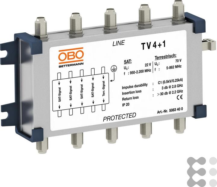 Produktbild OBO Bettermann TV 4+1 Überspannungsschutzgerät f.Sat-Technik 70V 5083400 (Sonstige)