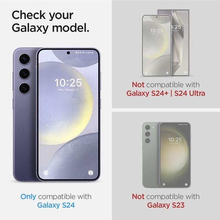 Actual product image Spigen Glas.TR Sam S24 S921 "EZ FIT" 2szt. szkło hartowane AGL07440 (2 Piece, Samsung Galaxy S24)