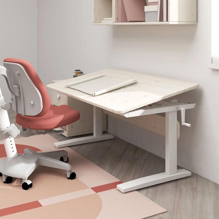 Image du produit Flexa Study Classic Bureau réglable en hauteur avec fonction bascule Blanc lasuré