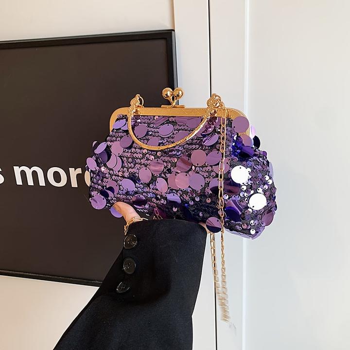 Only-Bags.Store Schicke Vintage-inspirierte Crossbody-Tasche mit verstellbarem Riemen und Pailletten-Akzenten