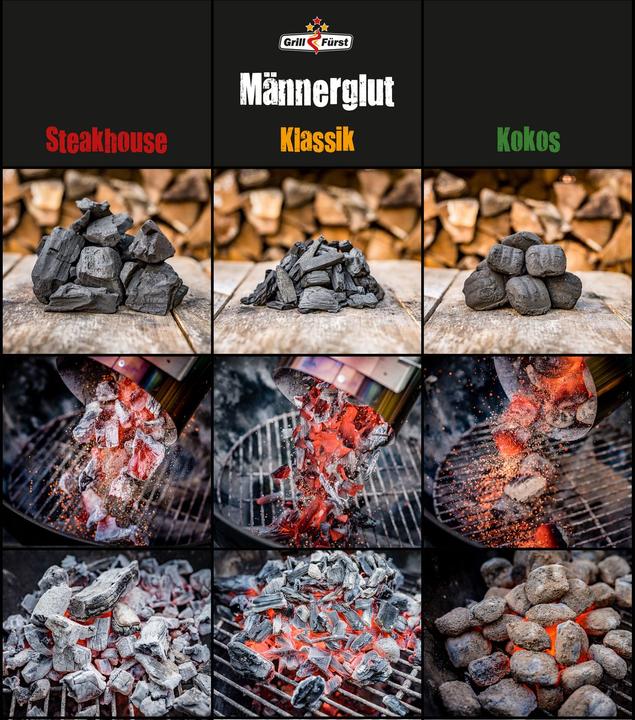 Actual product image Grillfürst Männerglut coconut - 10 kg barbecue briquettes made from coconut shells (10 kg)