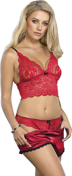 Subblime 953904 CAMICIA DA NOTTE IN SETA E PIZZO + MUTANDINE ROSSE L/XL (XL)