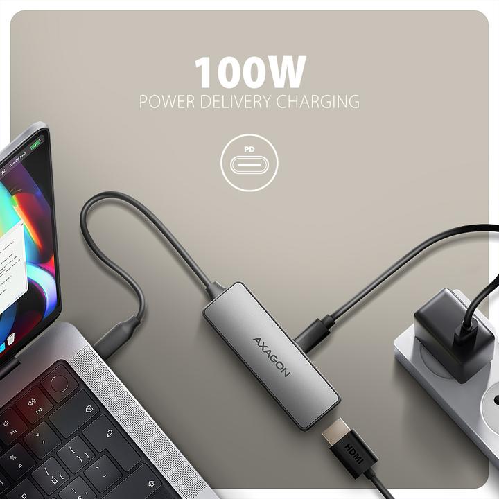Actual product image Axagon RVC-HI8KPD, USB-C -> HDMI 2.1 adapter, 8K/60Hz, 4K/144Hz, HDR10+, PD100W (USB-C, 7.90 cm)