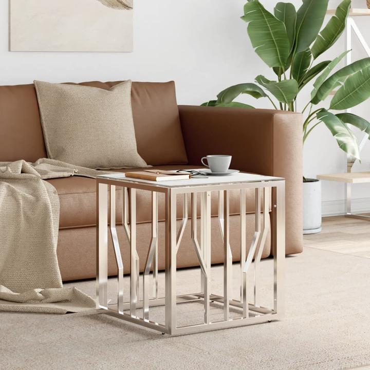 Image du produit VidaXL Couchtisch Silbern 50x50x50 cm Edelstahl und Glas (50 x 50 x 50 cm)