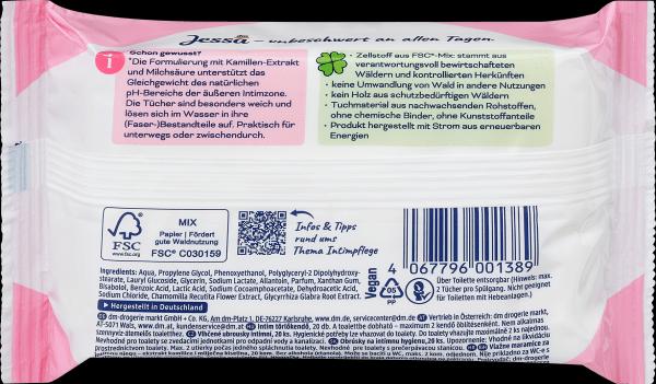 Actual product image dm Jessa Intimate care wipes (Intimate wipes)