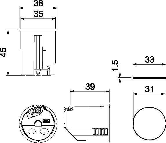 Produktbild OBO Bettermann HW Wandauslassdose, luftdicht HG 45-WA-L, mit Deckel