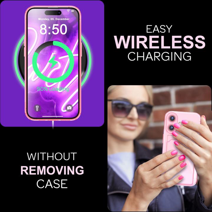 Produktbild Nalia Klar Transparente Neon Silikon Hülle Kartenhalter (Apple iPhone 16)