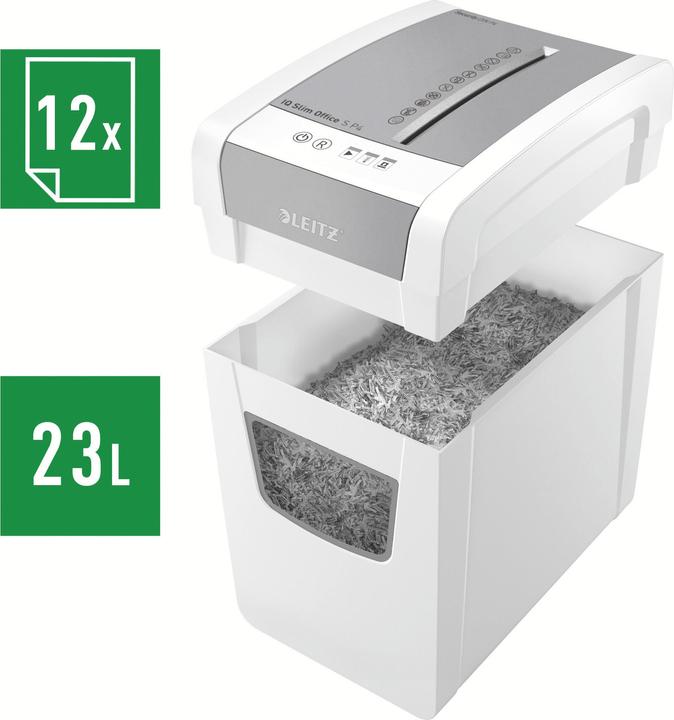 Actual product image Leitz Shredder IQ Slim Office P4/12 sheets/DC motor/white? (Particle cut)