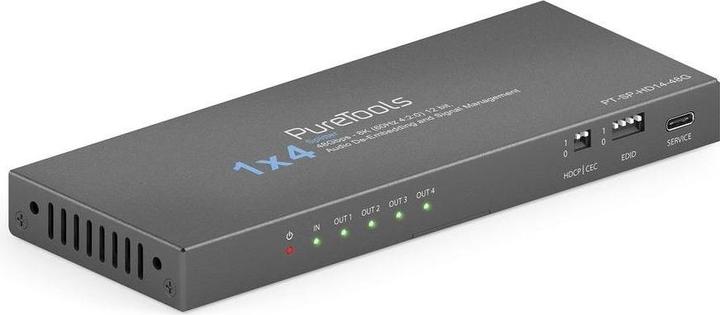 Purelink PureTools - 1x4 HDMI2.1 Splitter - 48Gbps - 8K (60Hz 4:2:0) 12 bit, Audio De-Embedding und Signal M