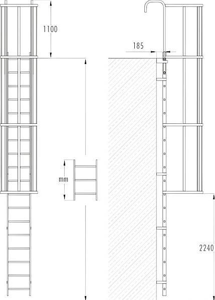 Produktbild kaiserkraft Steigleiter mit Rückenschutz Typ ALM (Mehrzweckleiter)