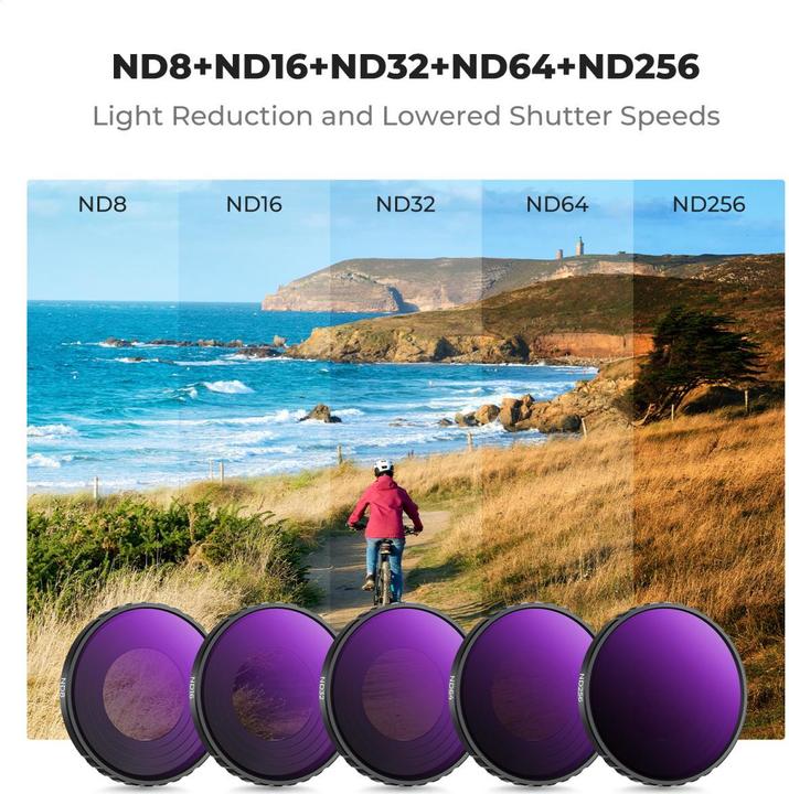 Produktbild K&F Concept 6pcs Filter Kit, CPL+ND8+ND16+ND32+ND64+ND256, HD, Anti-Reflection Green Coating, Waterproof and Scr (Osmo Action 4)