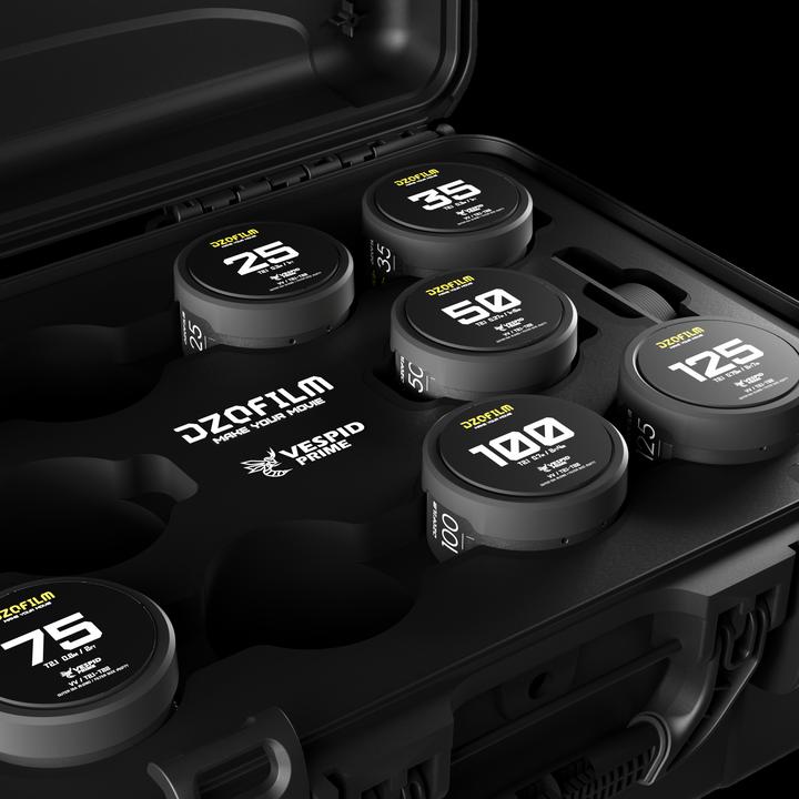 Actual product image Dzofilm Vespid Prime 7-Lens Kit (16 T2.8 + 25/35/50/75/100/125 T2.1) (copy)