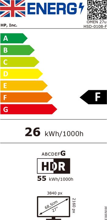 Energy Label HP Omen 27u (3840 x 2160 Pixels, 27")