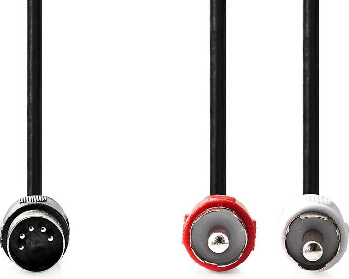 Produktbild Nedis DIN-Audio-Kabel | DIN 5-Pin Stecker | 2x RCA Stecker | Vernickelt | 1.00 m | Rund | PVC | Schw (1 m)