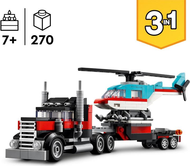 Actual product image LEGO 31146 Low loader with helicopter (31146, LEGO Creator 3-in-1)