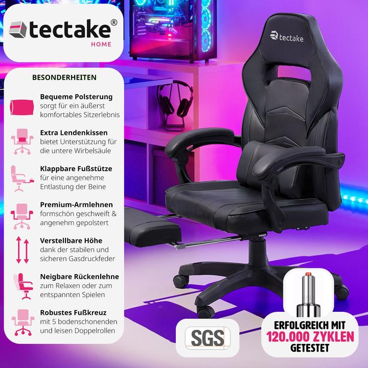 Actual product image tectake Gaming chair Comodo | With footrest