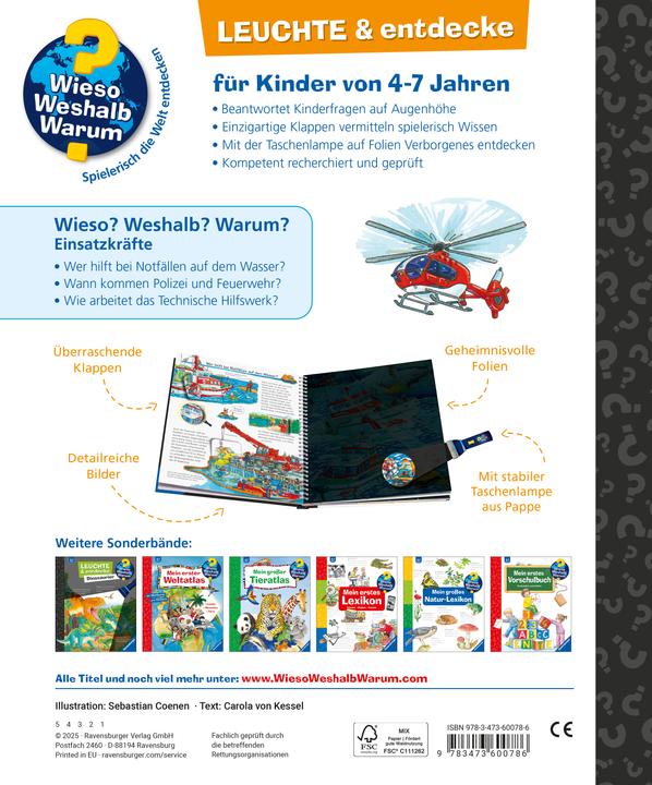 Actual product image Ravensburger Wieso? Weshalb? Warum? Leuchte und entdecke: Einsatzkräfte (Taschenlampen-Buch mit Folien und Klap (German, Sebastian Coenen, Carola of Boiler, 2025)