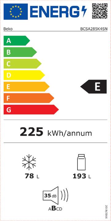 Energy Label Beko BCSA285K4SN (271 l)