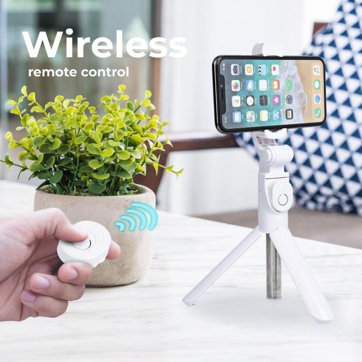 Produktbild Partner Telecom Stylus OEM Selfie Stick mit drahtloser Fernsteuerung Stativ SSTR-12 weiss