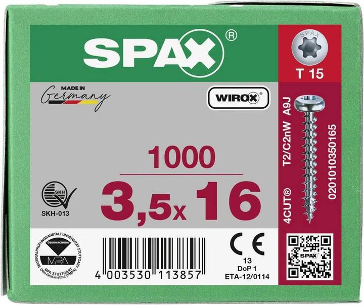 Image du produit Spax Vis pour panneaux d'aggloméré PH T15 3,5x16 mm (1000 Vis par pièce)