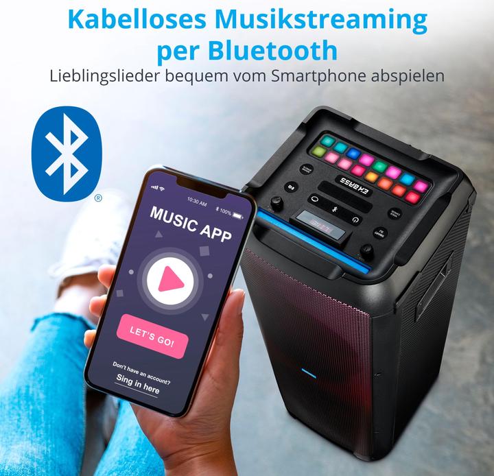 Produktbild Medion LIFE® X61200 Partylautsprecher, Bluetooth®-Soundsystem, LED-Frontpanel mit spektakulärer & mehrfarbi (Netzbetrieb)