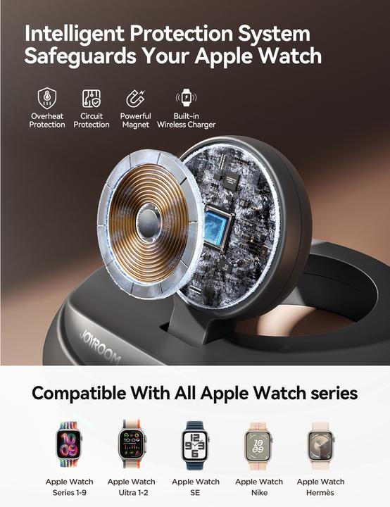 Actual product image Joyroom Foldable Wireless Charger for Apple Watch/iWatch - Black (3 W)