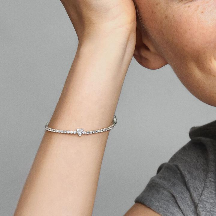 Actual product image Pandora Tennis Bracelet Sparkling Heart (16 cm, Silver 925, With stone(s))