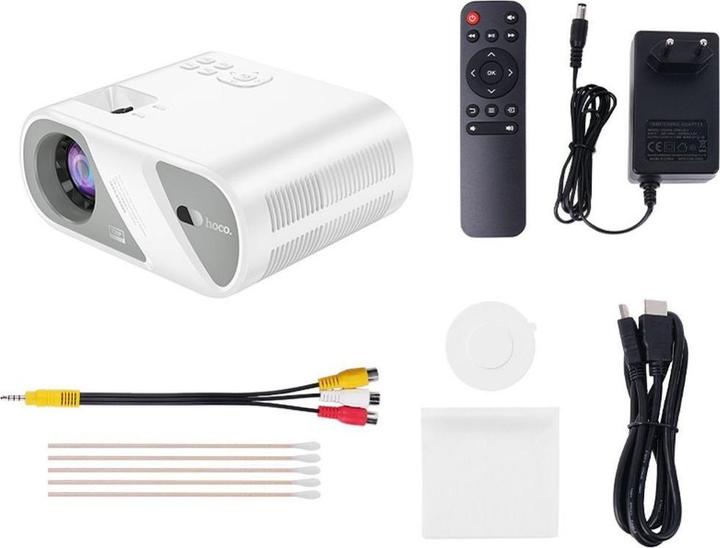 Actual product image Hoco Headphone with microphone projector Wi-Fi Bluetooth 720P DT1 white (HD ready, 140 lm)