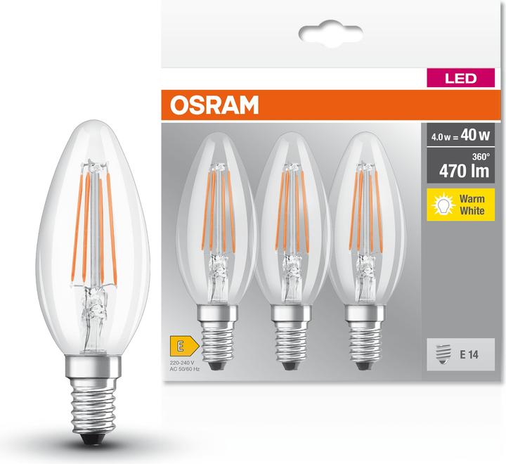 Actual product image Osram Led Base Classic B (E14, 4 W, 470 lm, 3 x, E)
