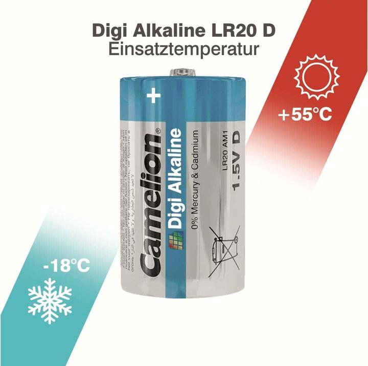 Actual product image Camelion Battery Digi Alkaline Mono D LR20 (2 pcs.) (2 pcs., D, 21000 mAh)