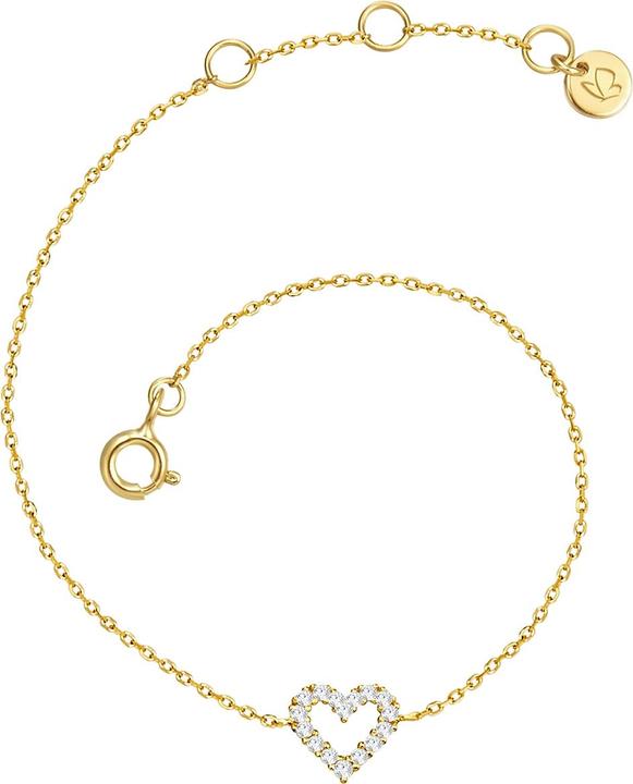 Glanzstücke München Damen Herz Sterling Silber Zirkonia gelbgold - 30340 (15 cm, Sterling Silber)