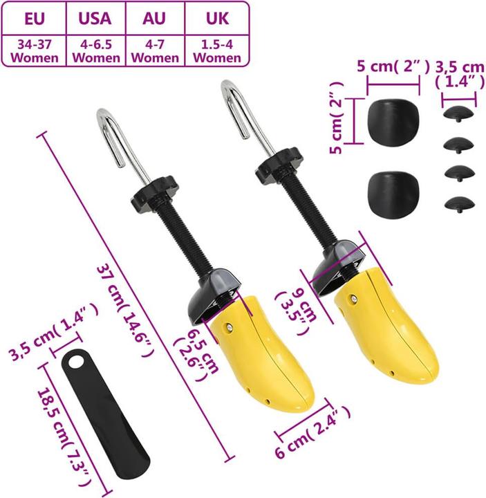 Immagine prodotto VidaXL Albero delle scarpe con calzascarpe giallo UE 34-37 (34, 35, 36, 37, 1 x)
