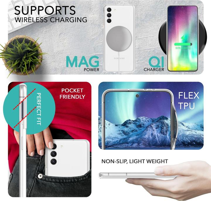 Produktbild Nalia Klare Silikon Hülle mit 2x Display- & Kameraschutz (Samsung Galaxy S23)